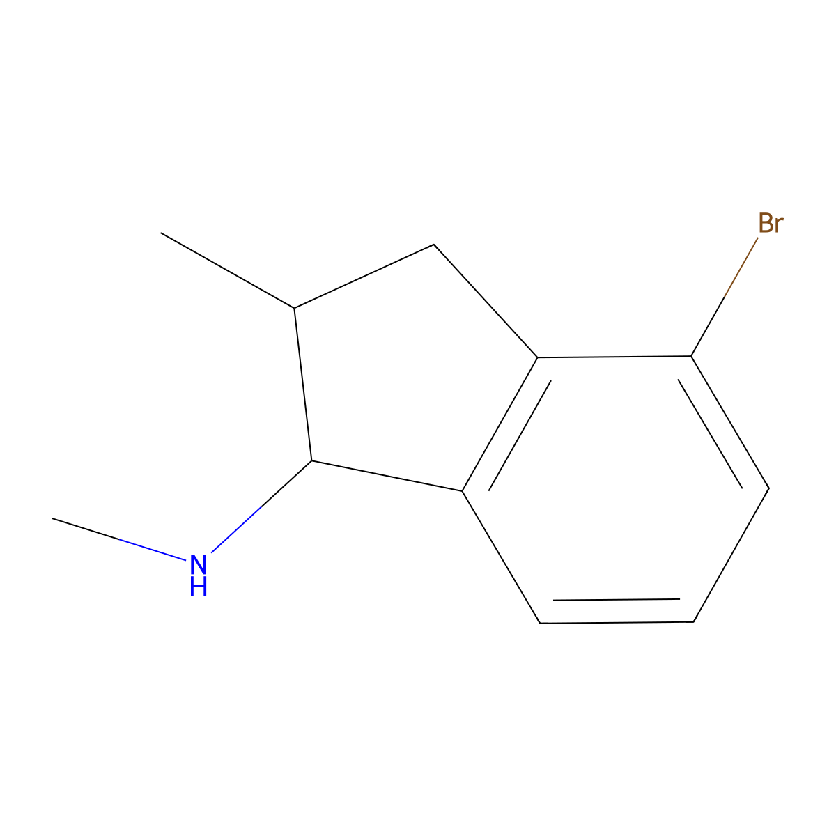 4-Bromo-N,2-dimethyl-2,3-dihydro-1H-inden-1-amine molecular structure, CAS 1502861-61-1