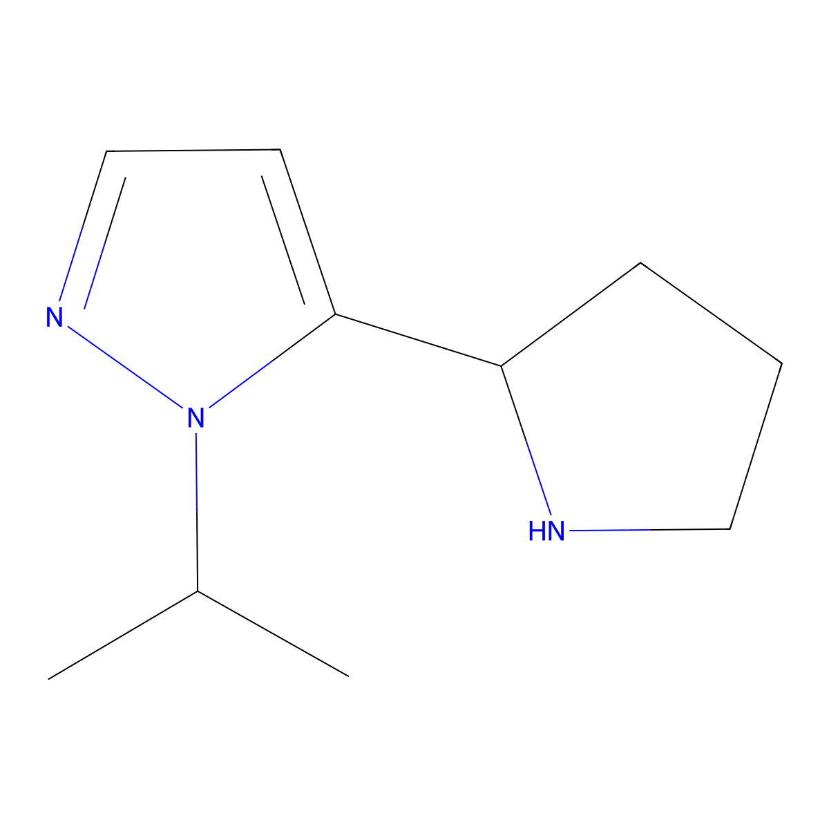 1-(propan-2-yl)-5-(pyrrolidin-2-yl)-1H-pyrazole molecular structure, CAS 1502865-05-5