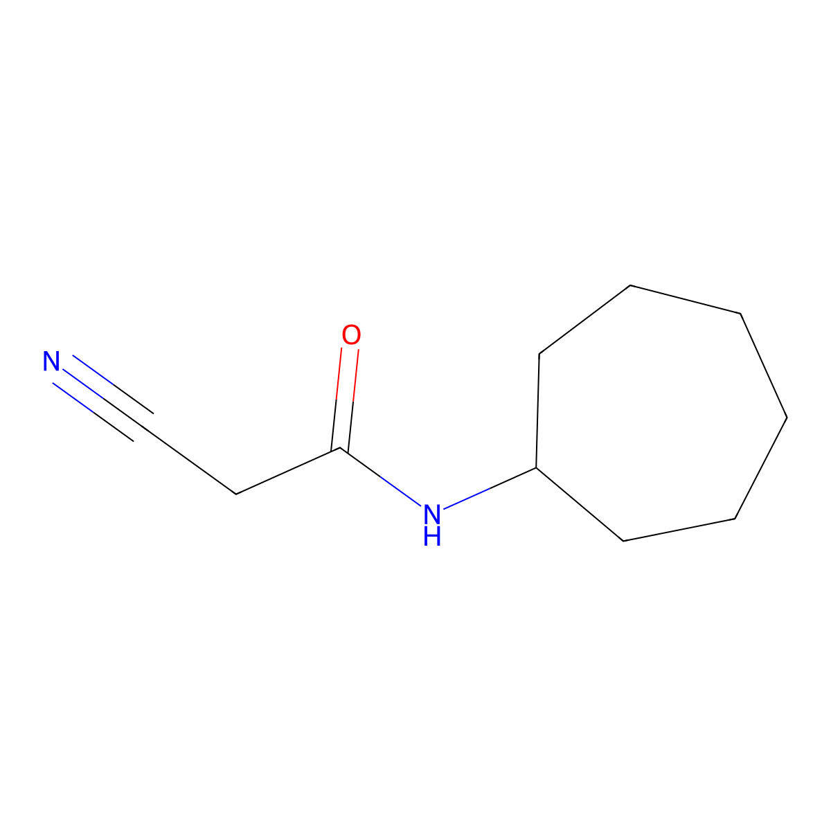 2-Cyano-N-cycloheptylacetamide molecular structure, CAS 15029-39-7