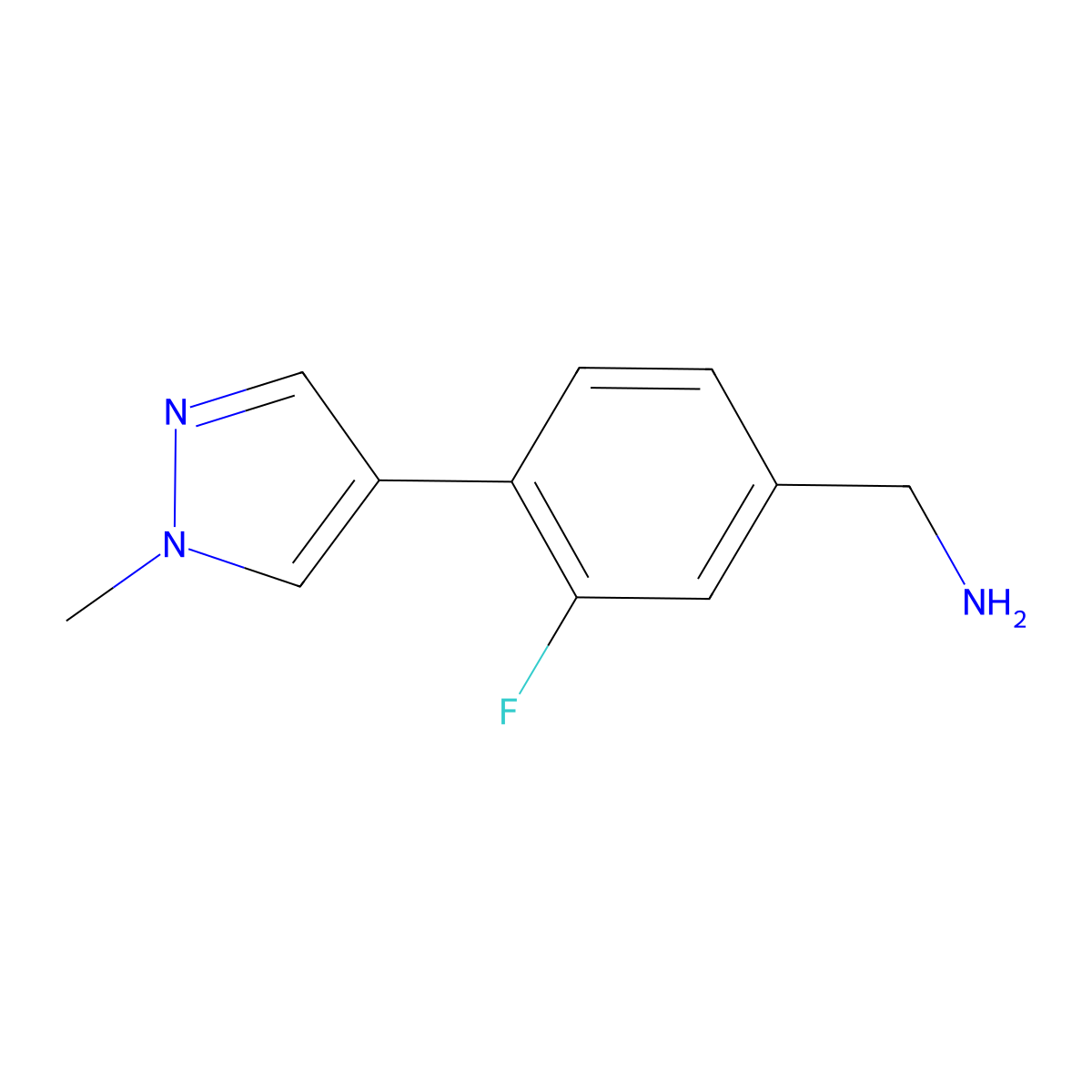 3-Fluoro-4-(1-methyl-1H-pyrazol-4-yl)benzenemethanamine molecular structure, CAS 1502928-52-0