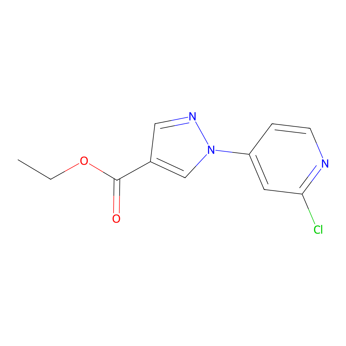 ethyl 1-(2-chloropyridin-4-yl)-1H-pyrazole-4-carboxylate molecular structure, CAS 1502950-41-5