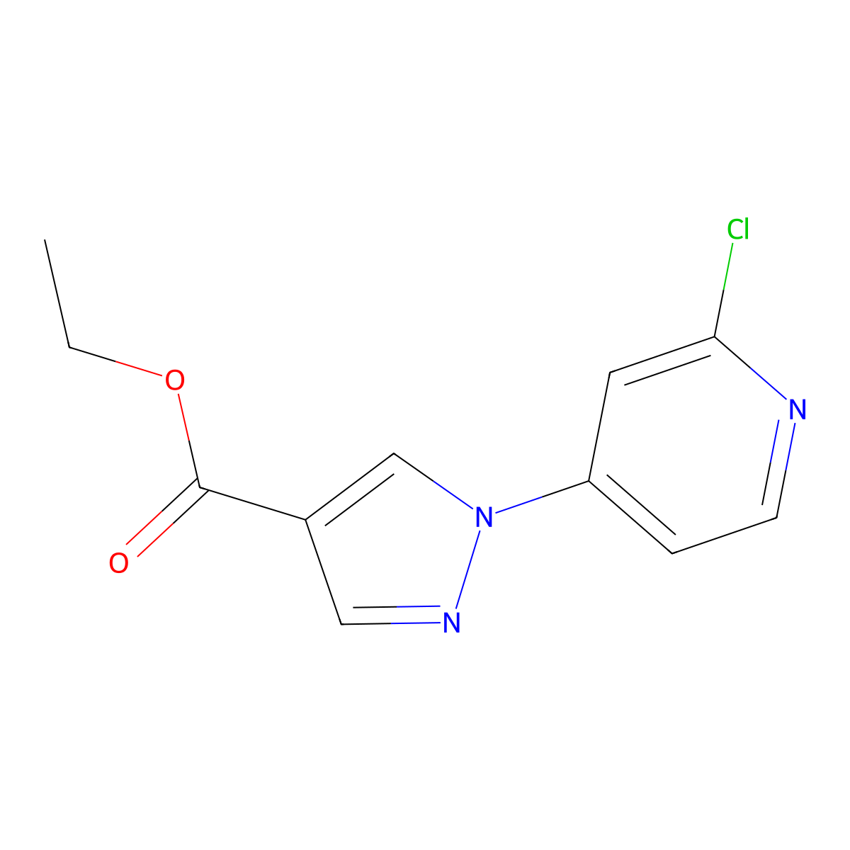 ethyl 1-(2-chloropyridin-4-yl)-1H-pyrazole-4-carboxylate molecular structure, CAS 1502950-41-5