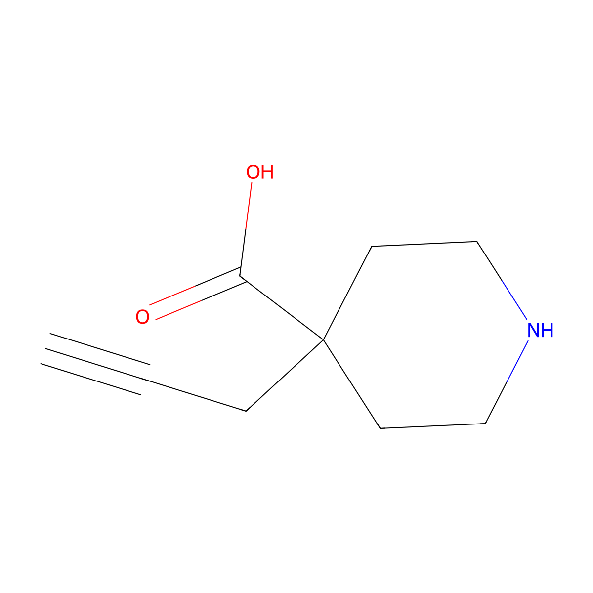 4-(Prop-2-yn-1-yl)piperidine-4-carboxylic acid molecular structure, CAS 1502959-98-9