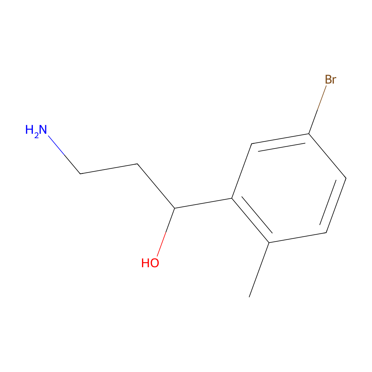 3-Amino-1-(5-bromo-2-methylphenyl)propan-1-ol molecular structure, CAS 1502960-23-7