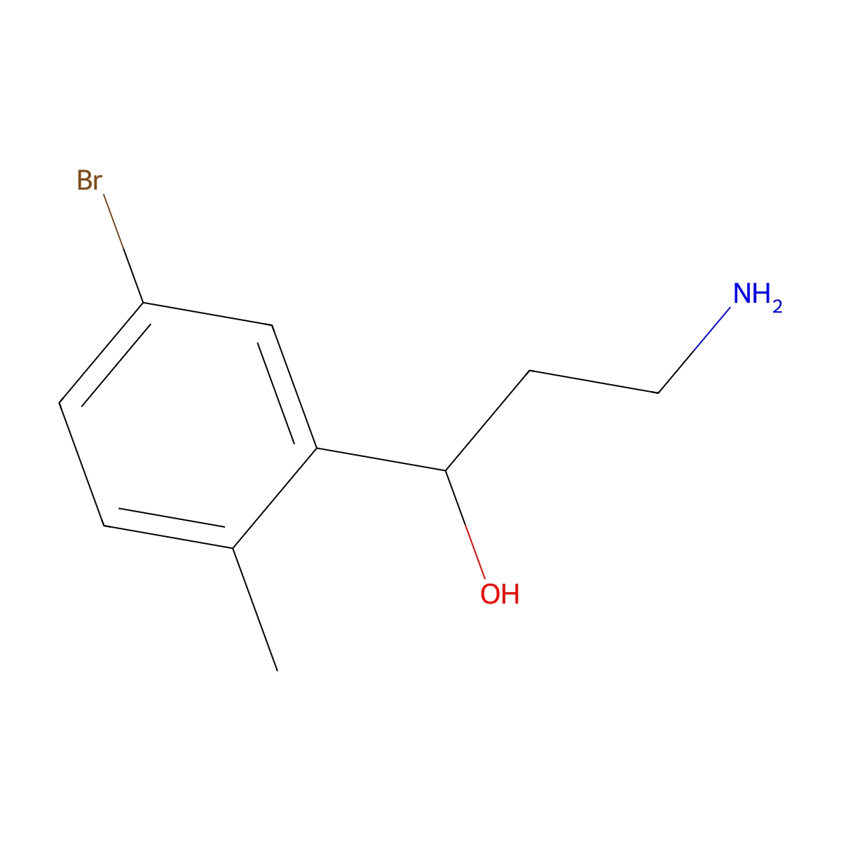 3-Amino-1-(5-bromo-2-methylphenyl)propan-1-ol molecular structure, CAS 1502960-23-7