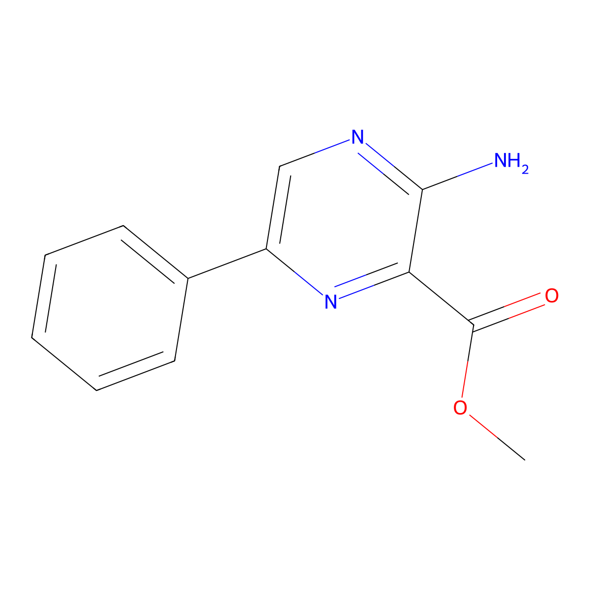 Methyl 3-amino-6-phenylpyrazine-2-carboxylate molecular structure, CAS 1503-42-0