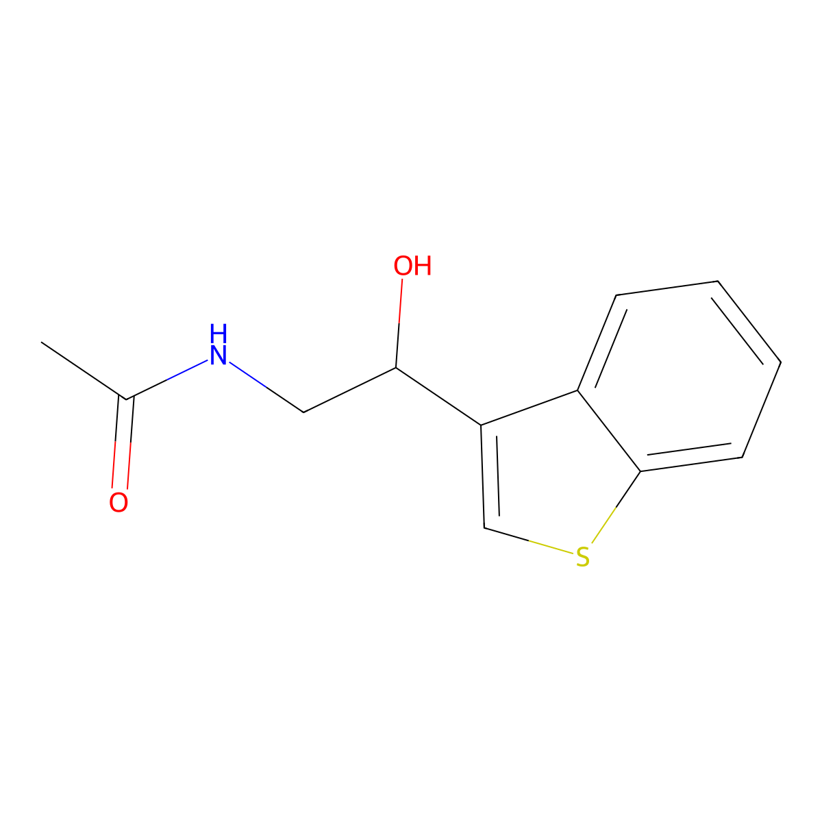 N-(2-(benzo[b]thiophen-3-yl)-2-hydroxyethyl)acetamide molecular structure, CAS 1503-45-3