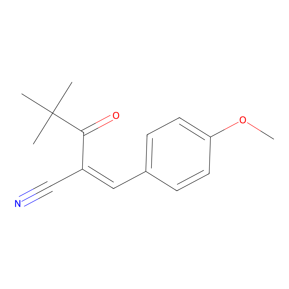 2-(2,2-Dimethylpropanoyl)-3-(4-methoxyphenyl)prop-2-enenitrile molecular structure, CAS 150300-48-4