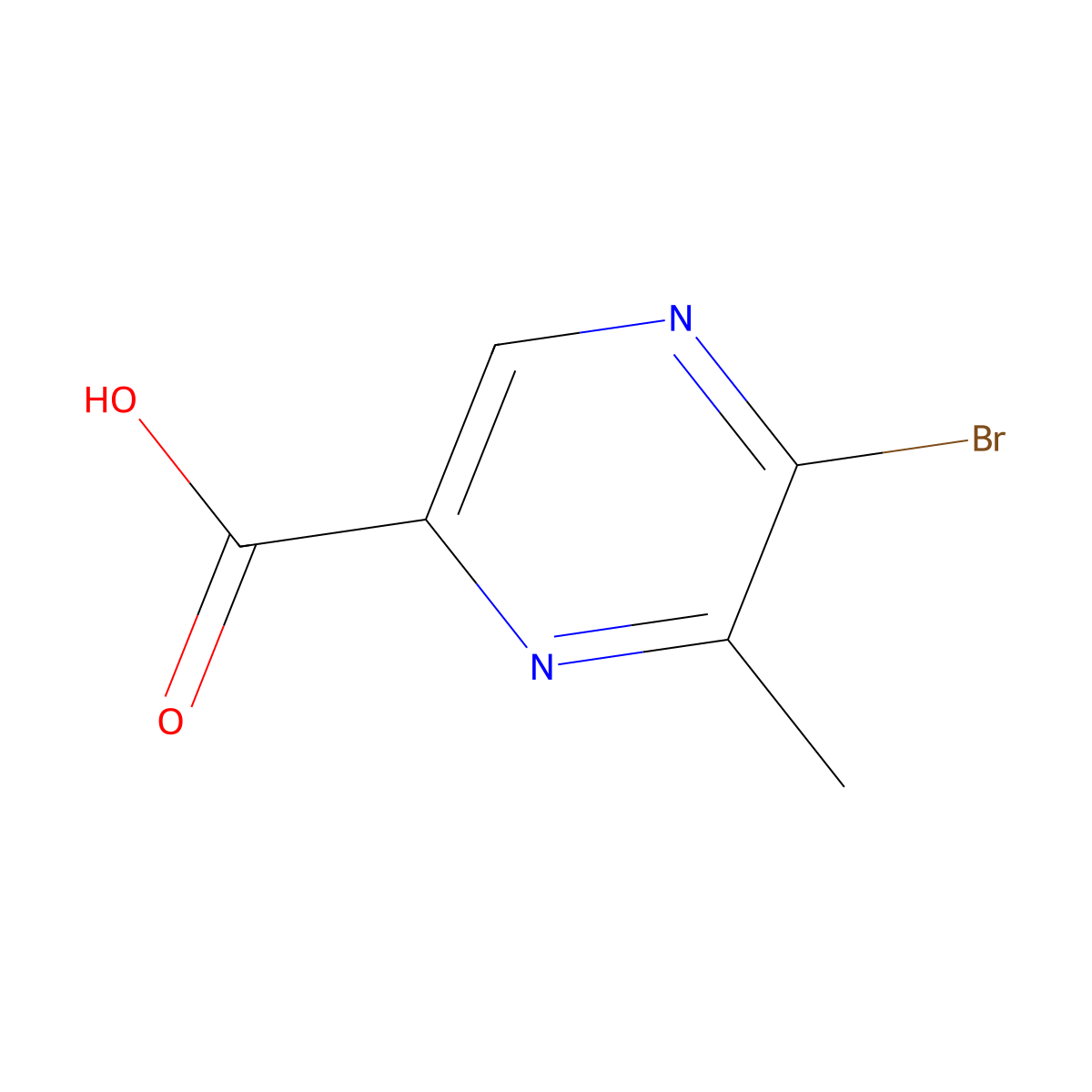 5-Bromo-6-methylpyrazine-2-carboxylic acid molecular structure, CAS 1503006-01-6
