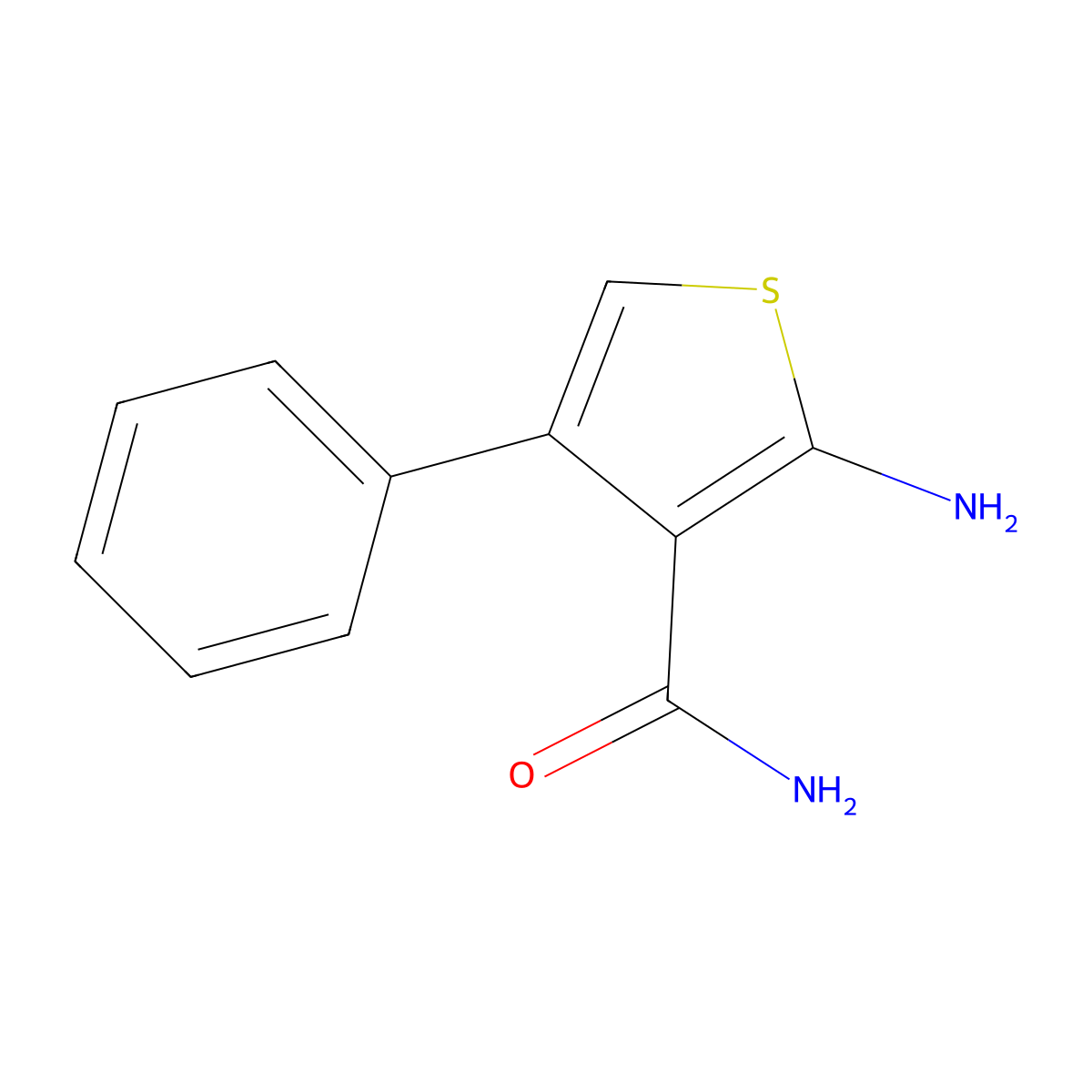 2-Amino-4-phenylthiophene-3-carboxamide molecular structure, CAS 150302-19-5