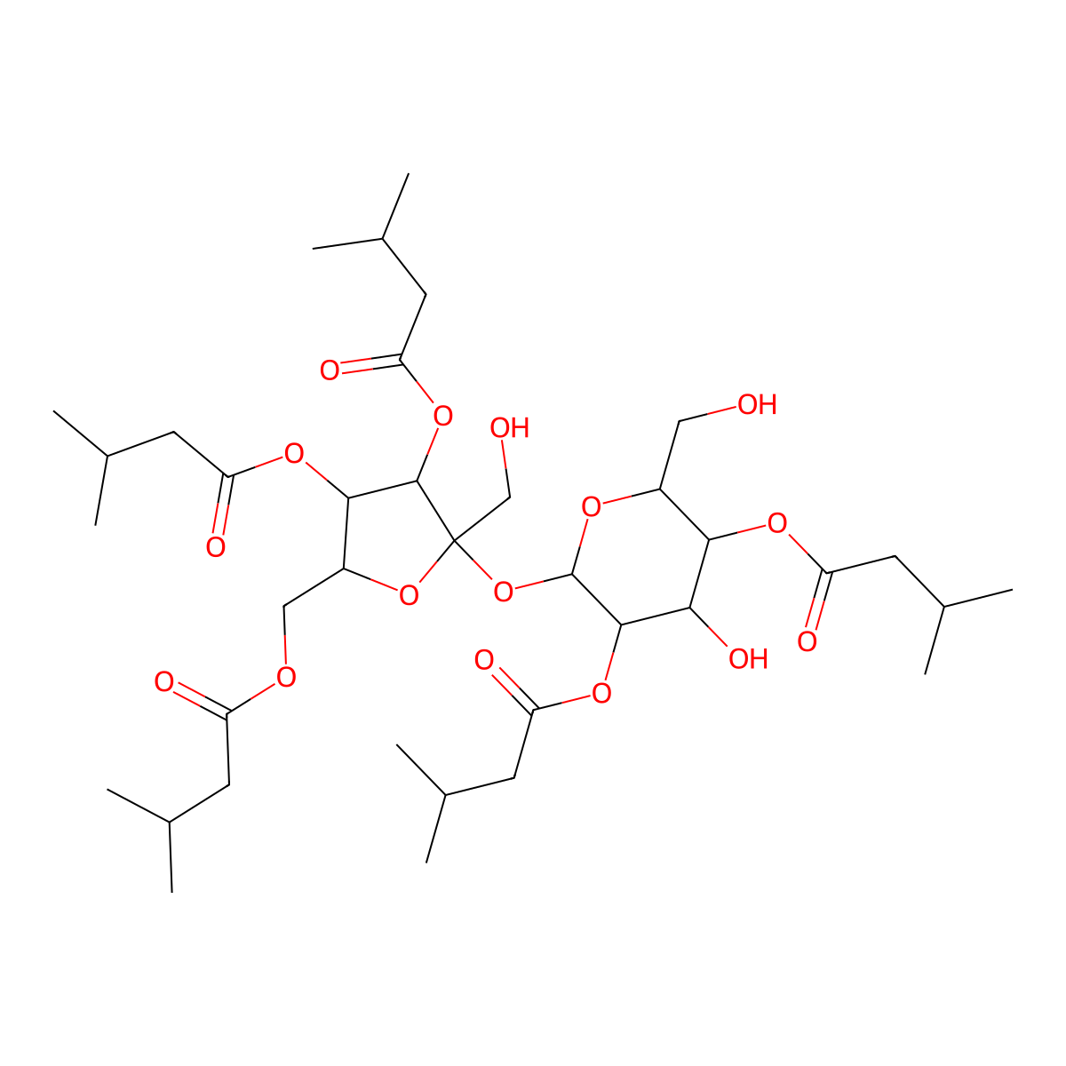 2,4,3',4',6'-Penta-O-(3-methylbutanoyl)sucrose molecular structure, CAS 150302-84-4