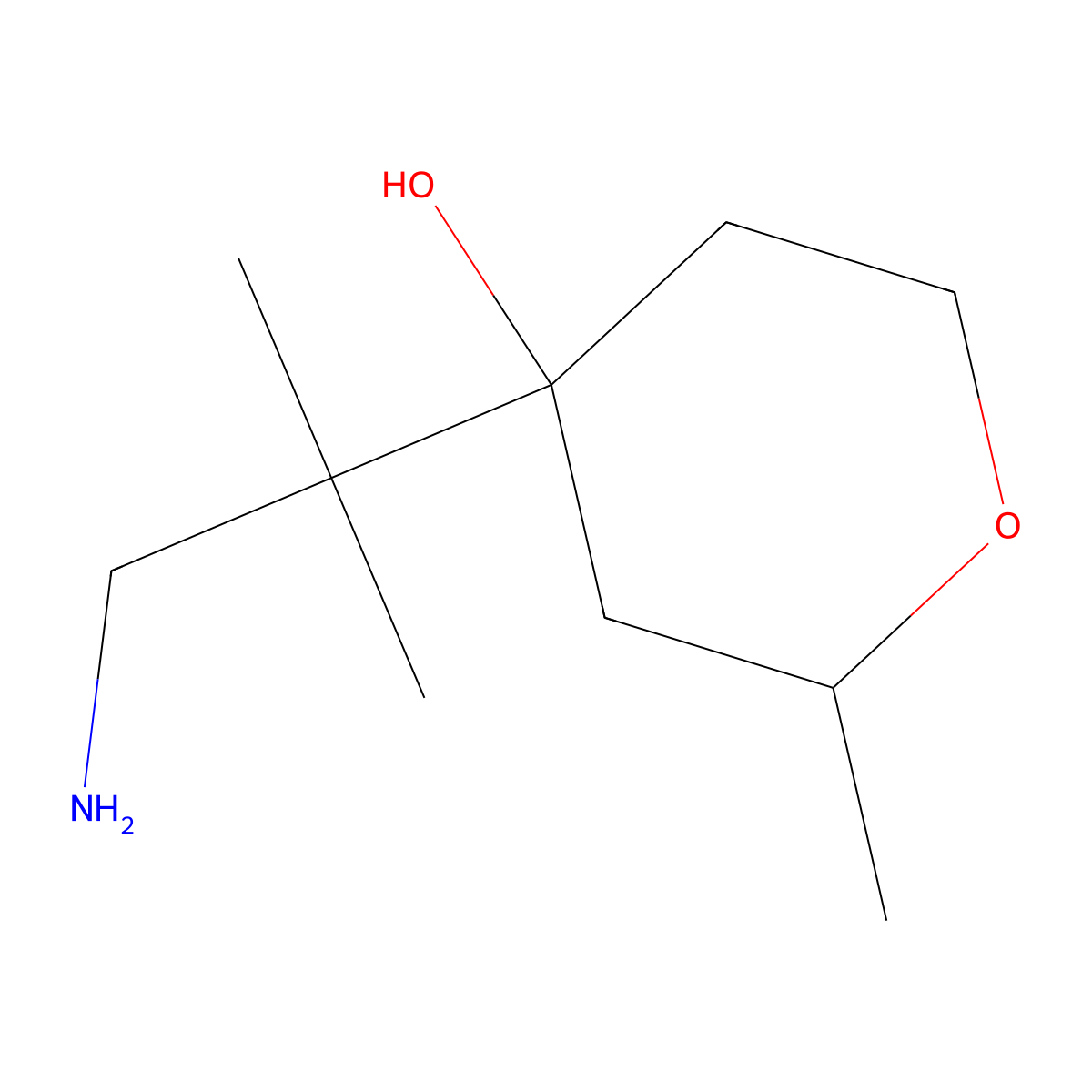 4-(1-Amino-2-methylpropan-2-yl)-2-methyloxan-4-ol molecular structure, CAS 1503040-71-8