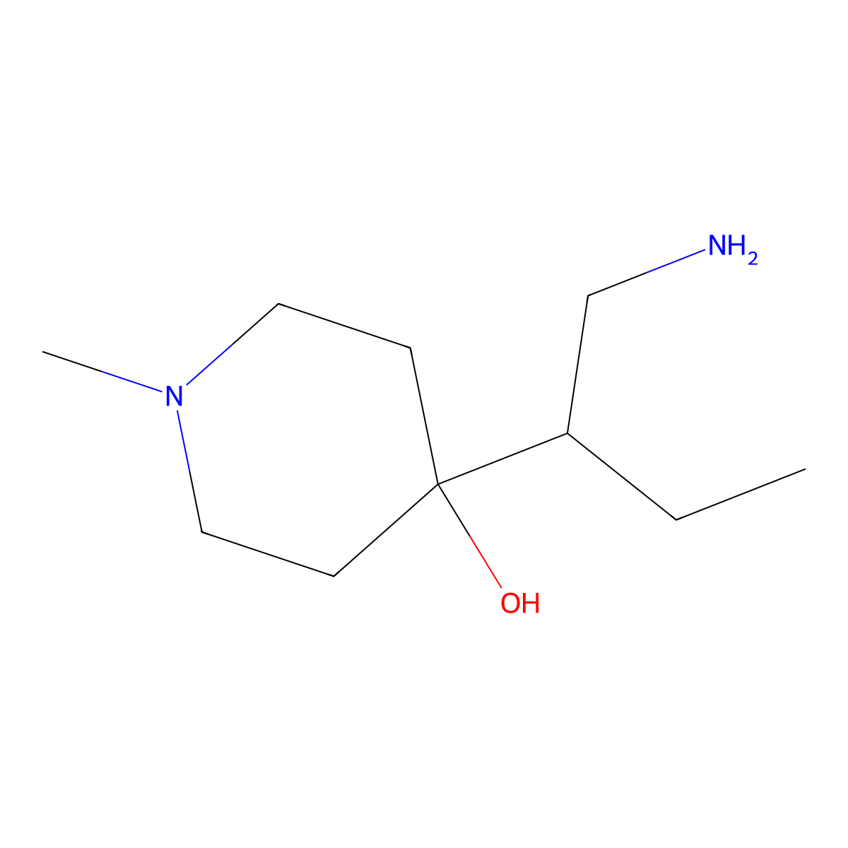 4-(1-Aminobutan-2-yl)-1-methylpiperidin-4-ol molecular structure, CAS 1503059-56-0