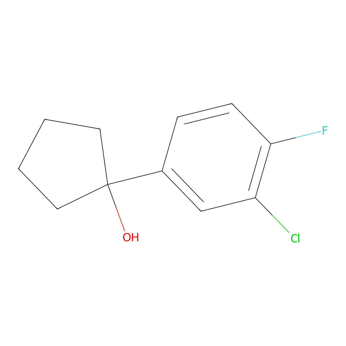 1-(3-Chloro-4-fluorophenyl)cyclopentanol molecular structure, CAS 1503075-68-0