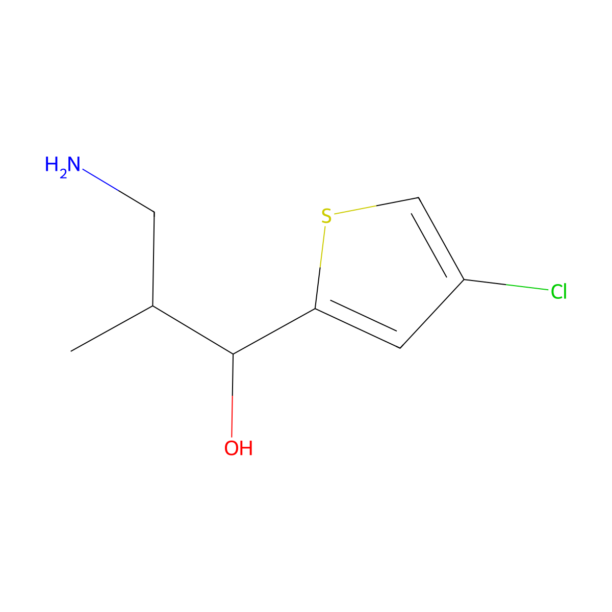 3-Amino-1-(4-chlorothiophen-2-yl)-2-methylpropan-1-ol molecular structure, CAS 1503083-54-2