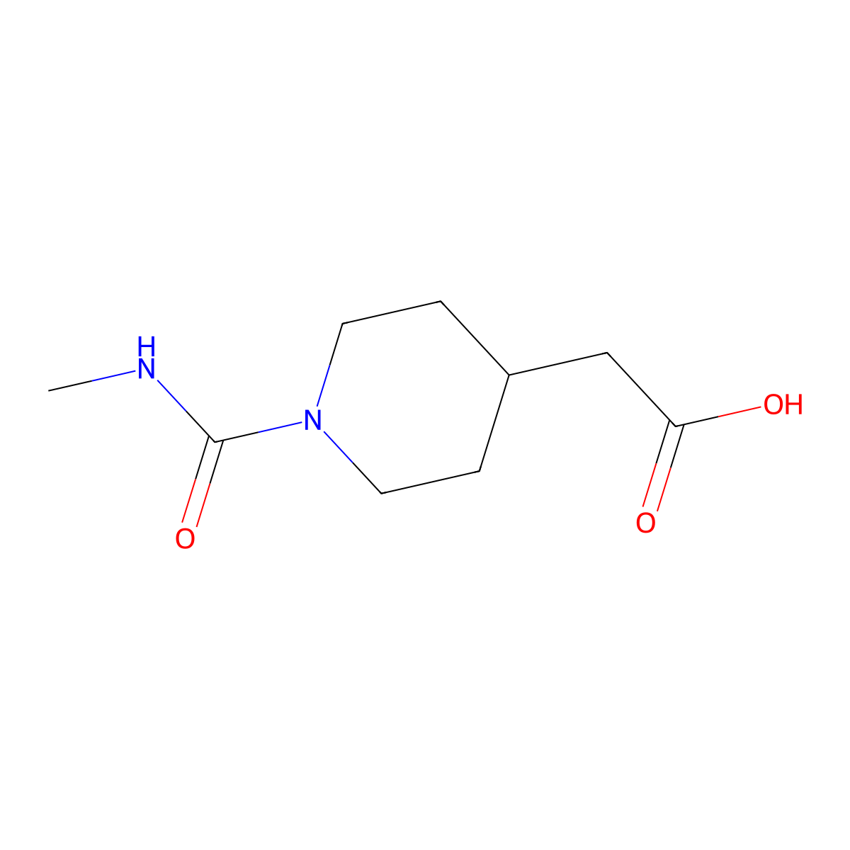 2-[1-(Methylcarbamoyl)piperidin-4-yl]acetic acid molecular structure, CAS 1503087-57-7