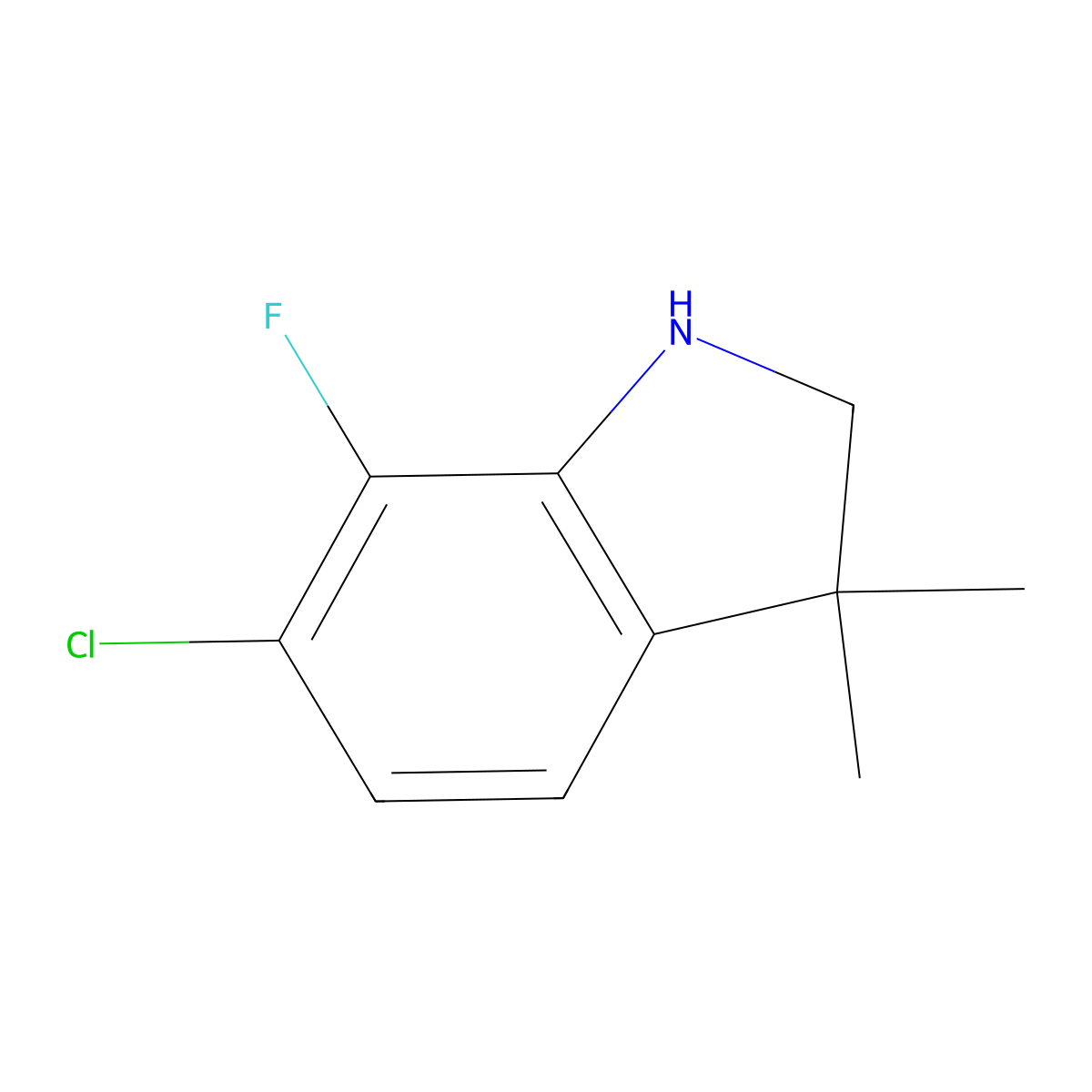 6-chloro-7-fluoro-3,3-dimethyl-2,3-dihydro-1H-indole molecular structure, CAS 1503100-43-3