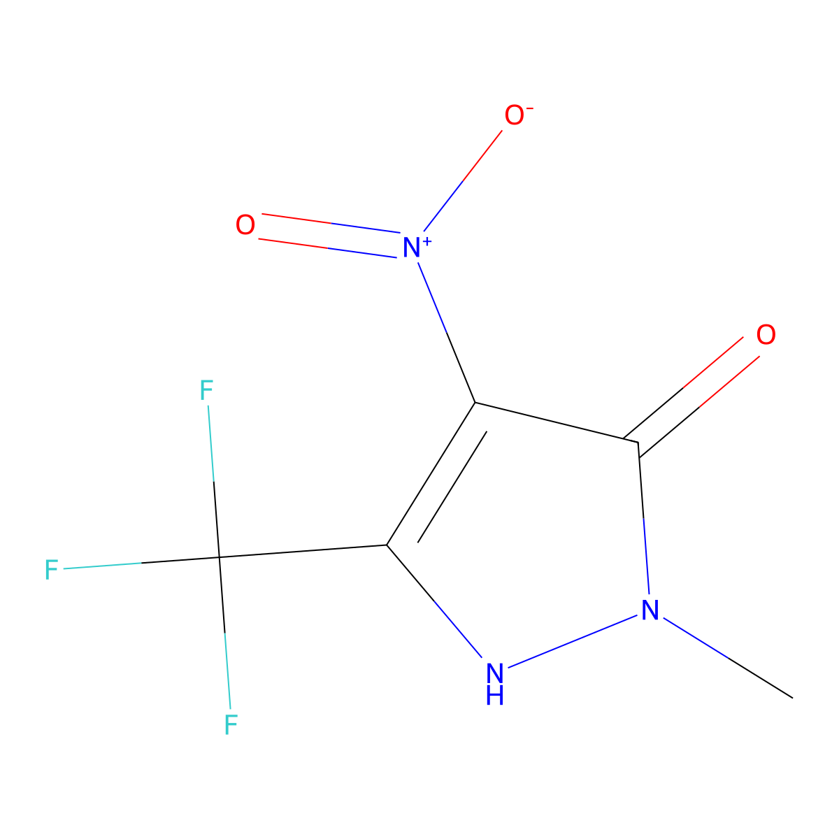 1-Methyl-4-nitro-3-(trifluoromethyl)-1H-pyrazol-5-ol molecular structure, CAS 150311-69-6
