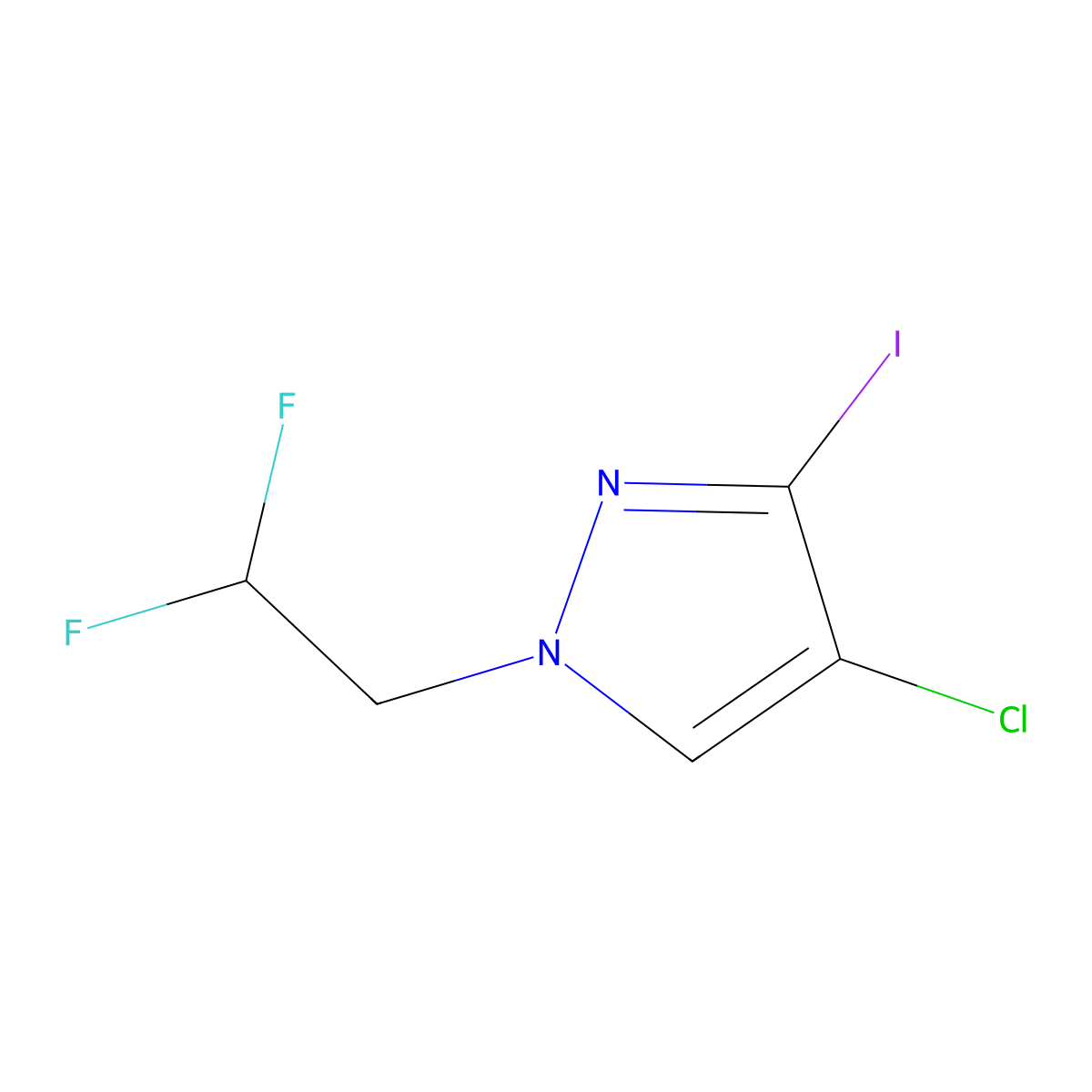 4-chloro-1-(2,2-difluoroethyl)-3-iodo-1H-pyrazole molecular structure, CAS 1503113-94-7
