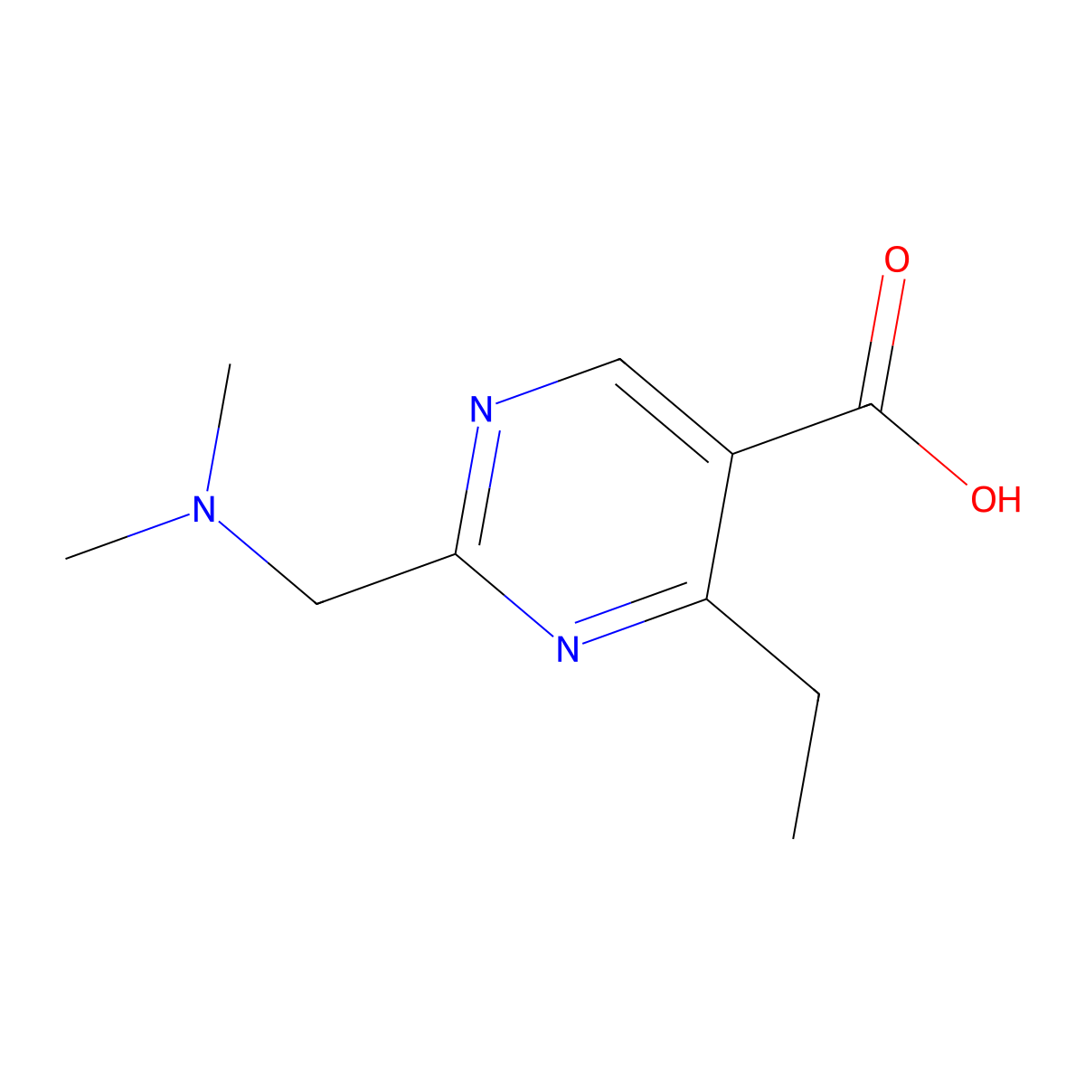 2-((Dimethylamino)methyl)-4-ethylpyrimidine-5-carboxylic acid molecular structure, CAS 1503116-61-7
