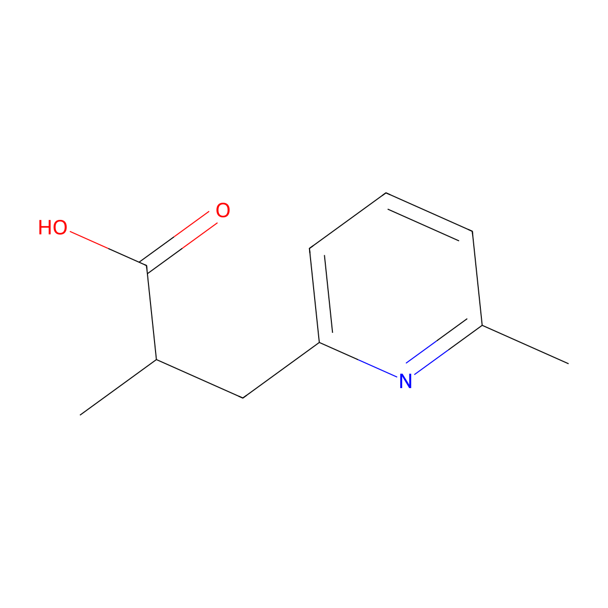 2-Methyl-3-(6-methylpyridin-2-yl)propanoic acid molecular structure, CAS 1503161-15-6