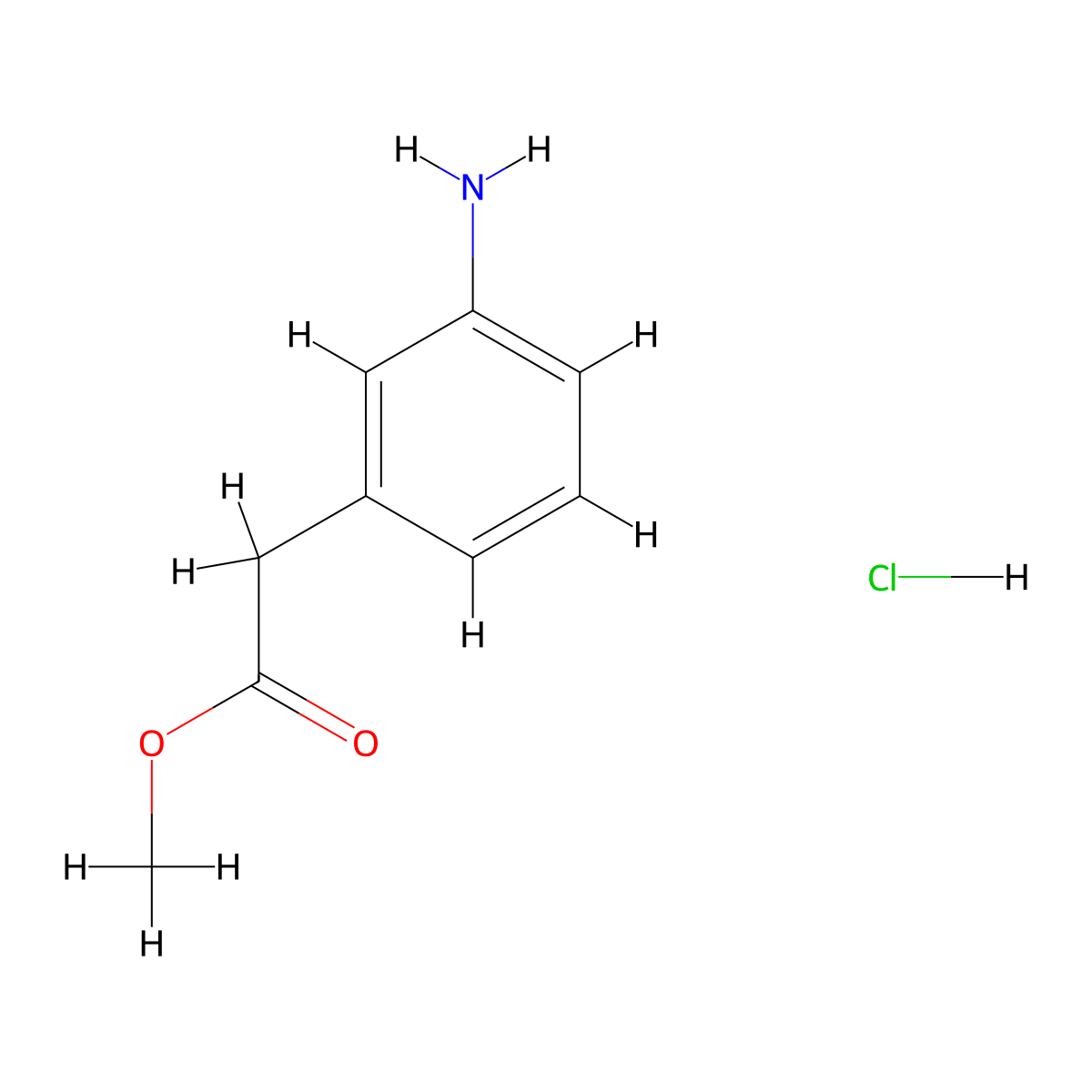 Methyl 2-(3-aminophenyl)acetate hydrochloride molecular structure, CAS 150319-83-8