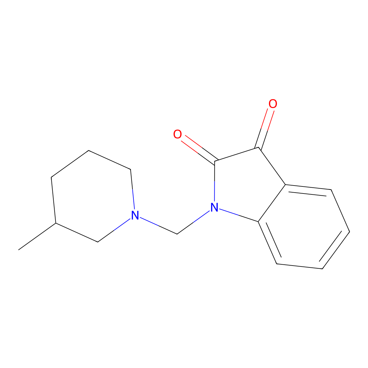 1-[(3-Methyl-1-piperidinyl)methyl]-1H-indole-2,3-dione molecular structure, CAS 15032-07-2