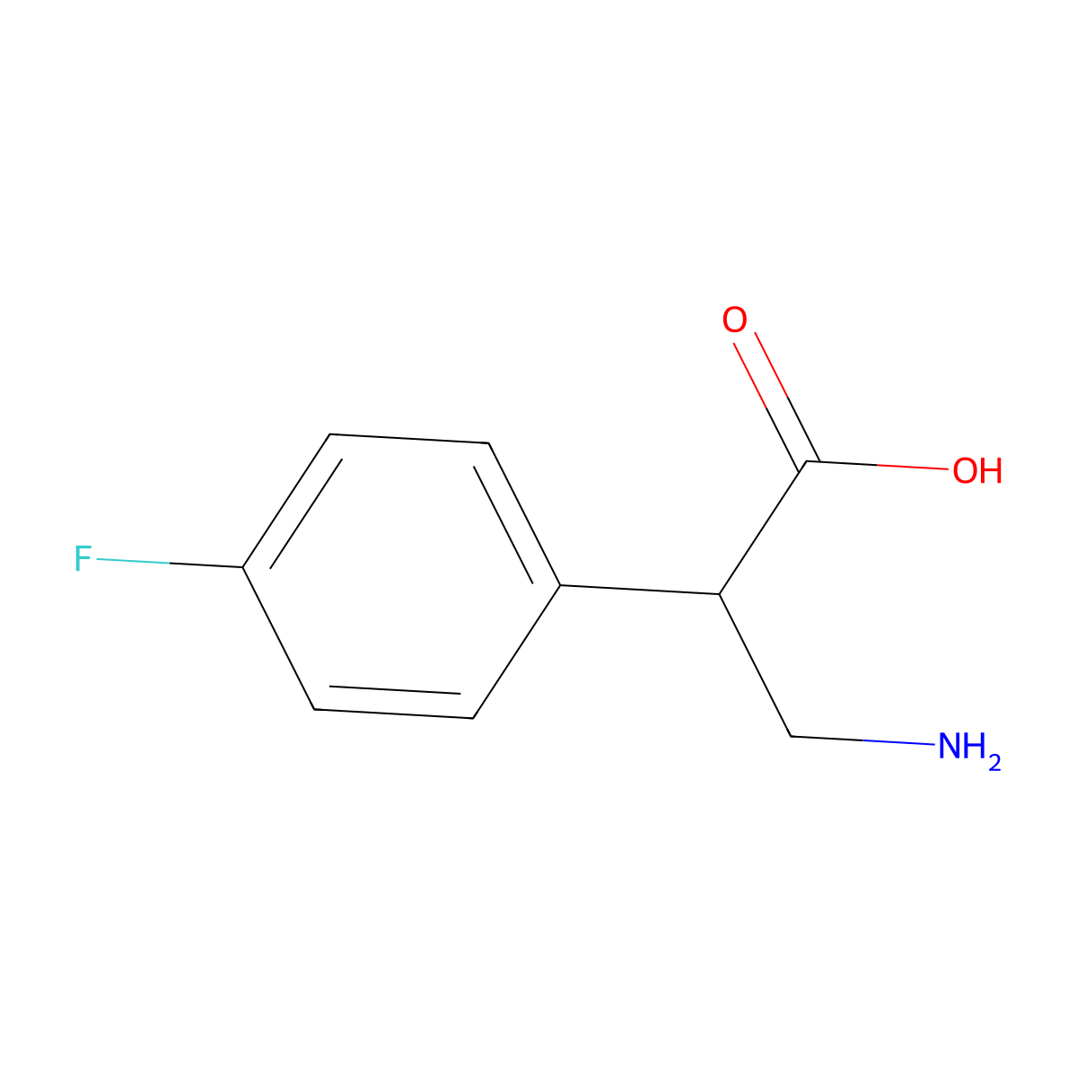 3-Amino-2-(4-fluorophenyl)propanoic acid molecular structure, CAS 15032-53-8