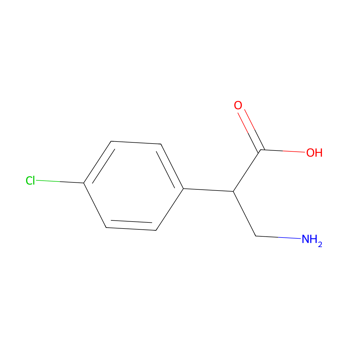 3-amino-2-(4-chlorophenyl)propanoic Acid molecular structure, CAS 15032-54-9