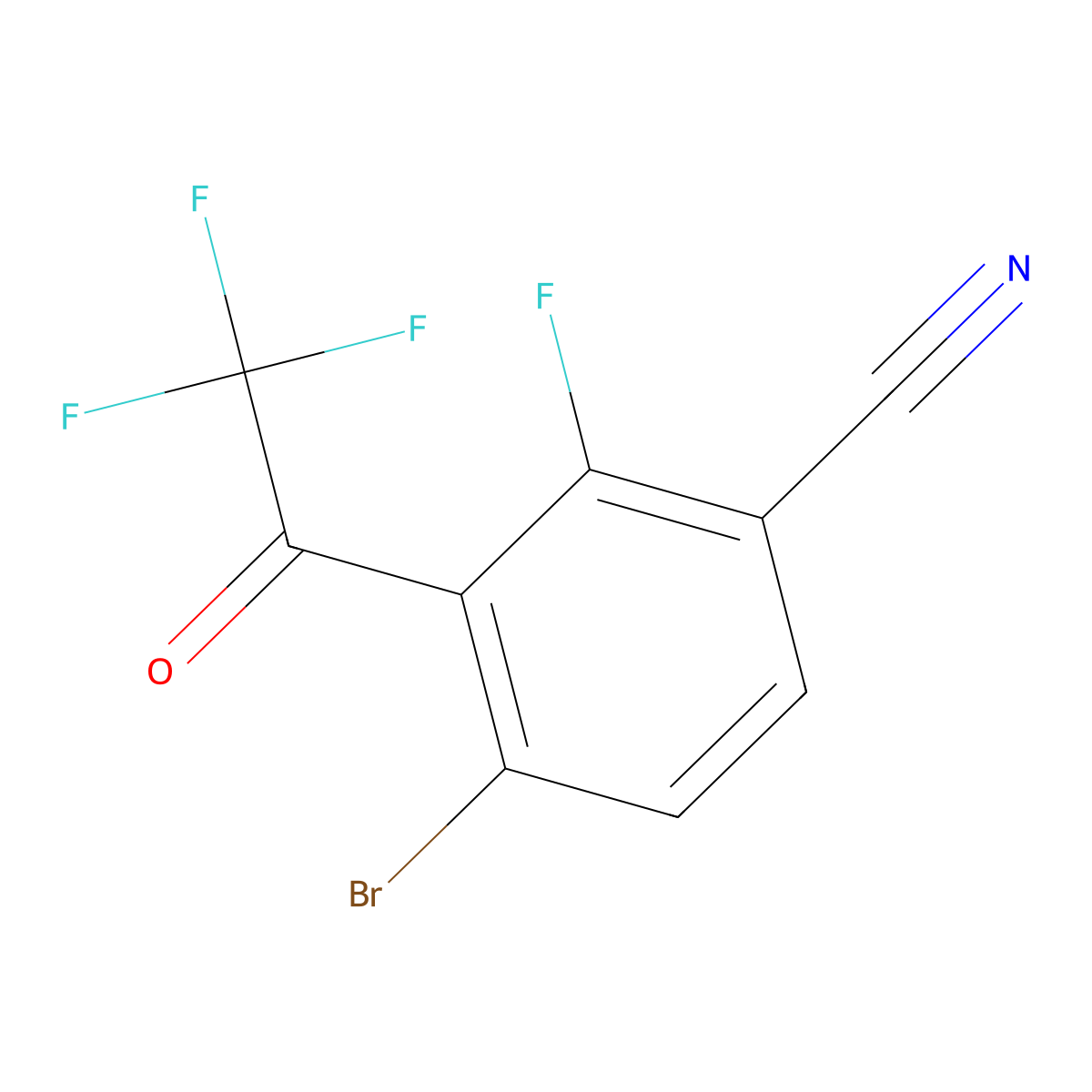 4-Bromo-2-fluoro-3-(2,2,2-trifluoroacetyl)benzonitrile molecular structure, CAS 1503204-60-1
