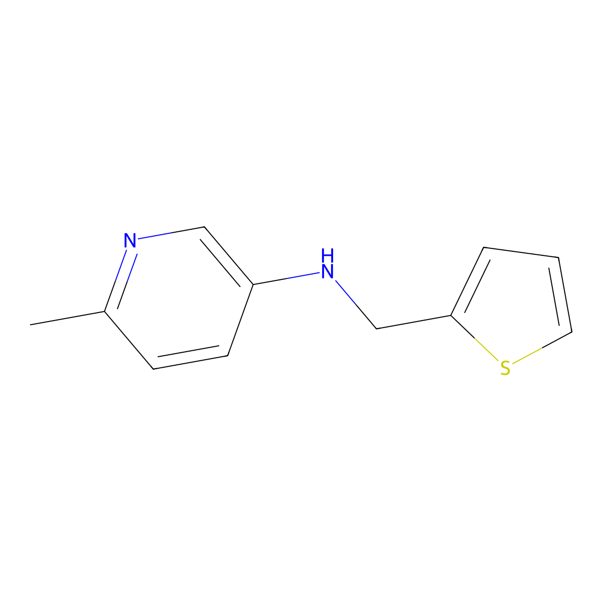6-methyl-N-[(thiophen-2-yl)methyl]pyridin-3-amine molecular structure, CAS 1503206-65-2