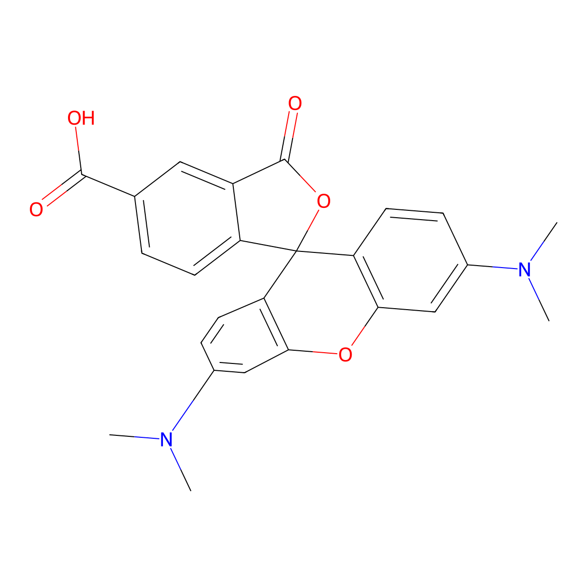3',6'-Bis(dimethylamino)-3-oxo-3H-spiro[isobenzofuran-1,9'-xanthene]-5-carboxylic acid molecular structure, CAS 150322-05-7
