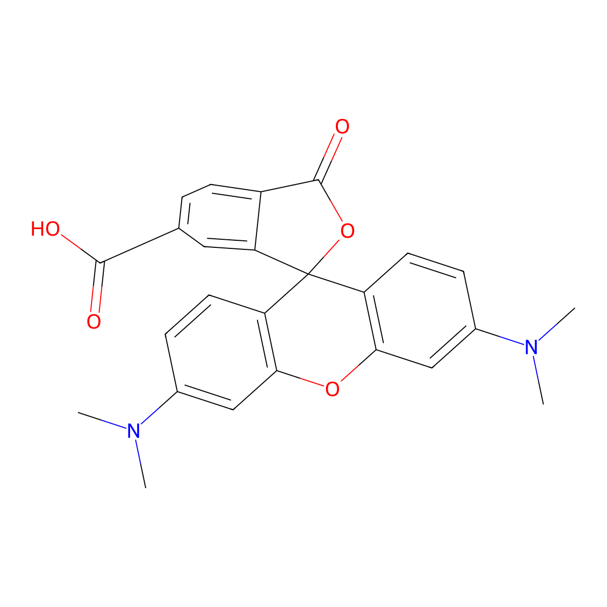 3',6'-Bis(dimethylamino)-3-oxospiro(isobenzofuran-1(3H),9'-(9H)xanthene)-6-carboxylic acid molecular structure, CAS 150322-06-8