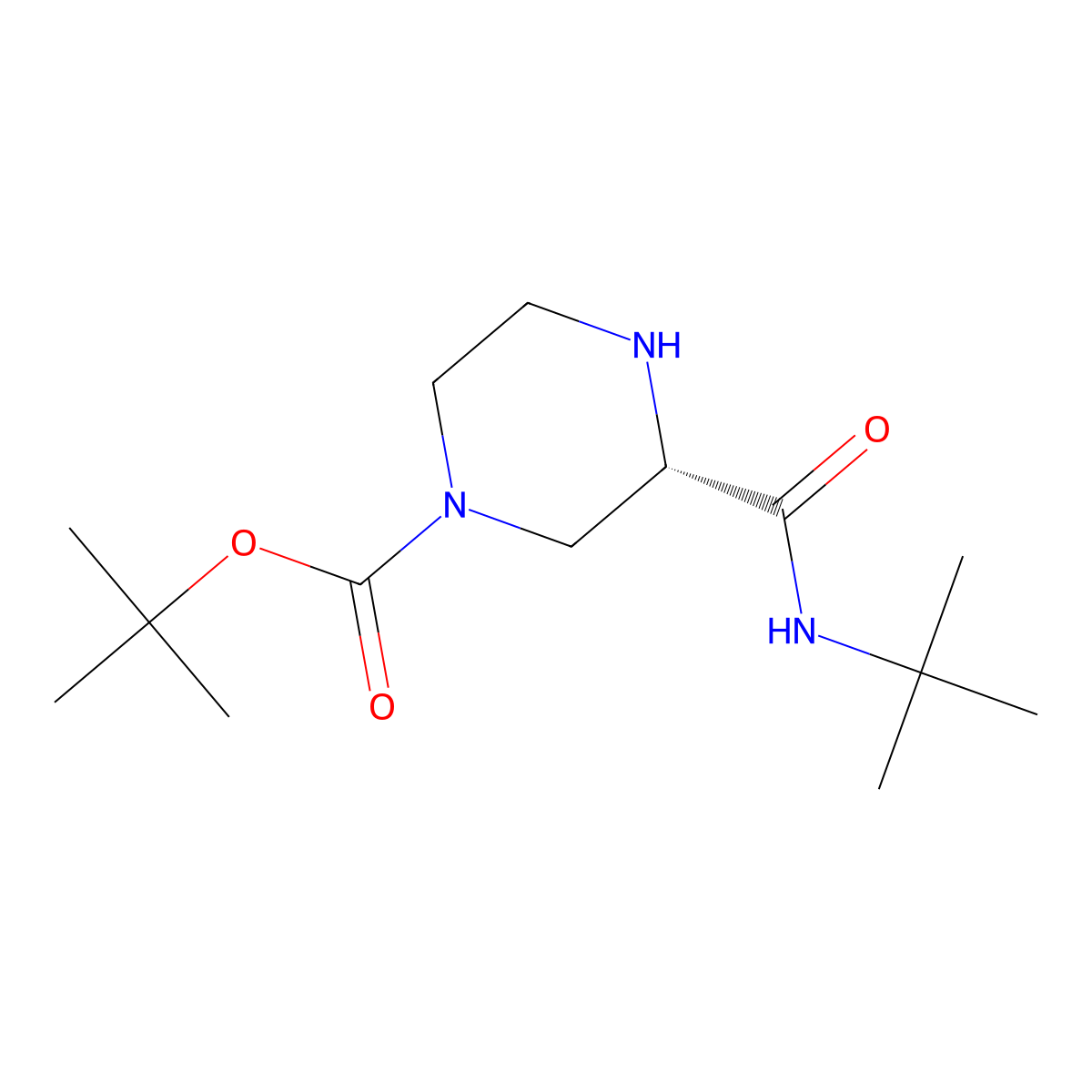 (s)-Tert-butyl 3-(tert-butylcarbamoyl)piperazine-1-carboxylate molecular structure, CAS 150323-35-6