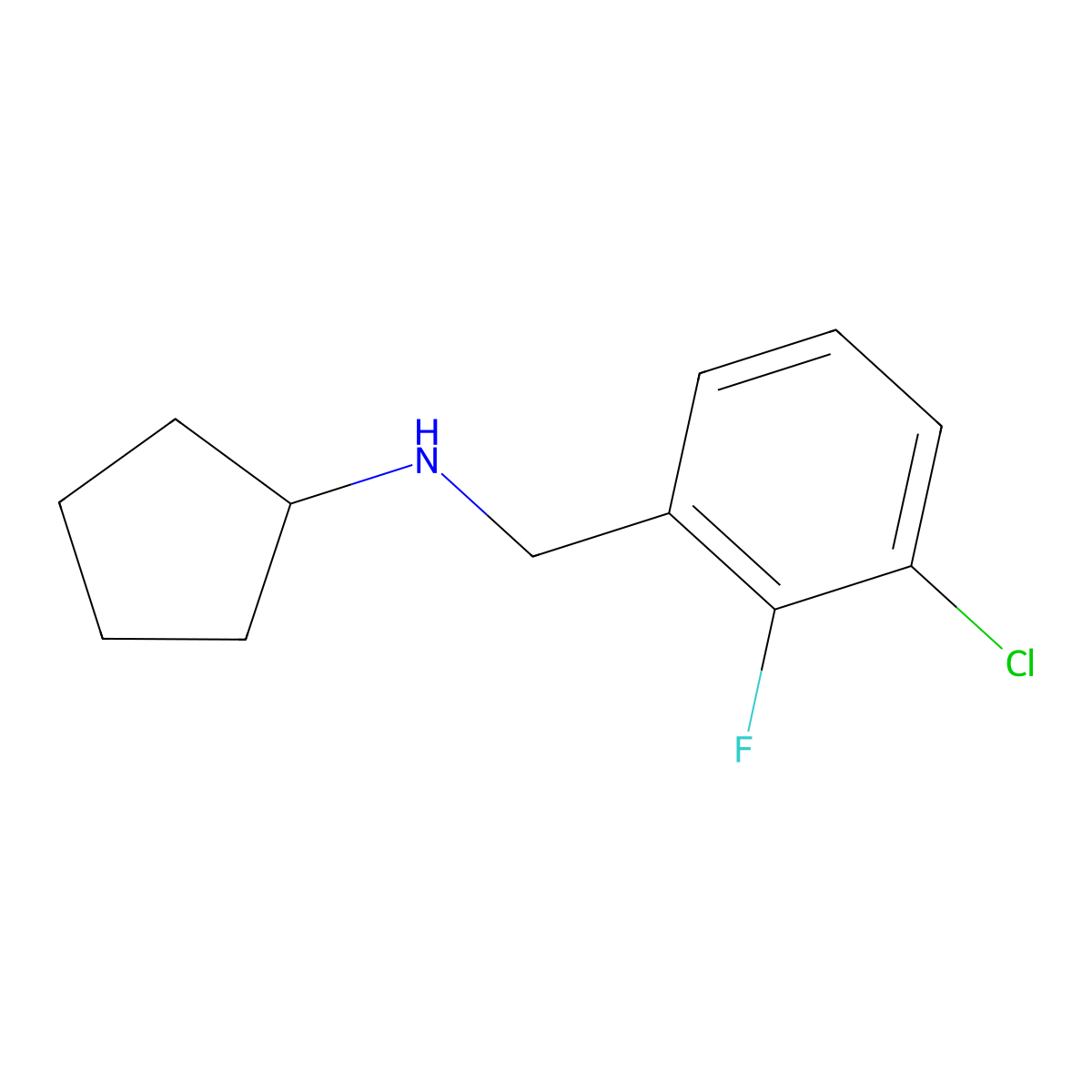 N-[(3-Chloro-2-fluorophenyl)methyl]cyclopentanamine molecular structure, CAS 1503243-22-8