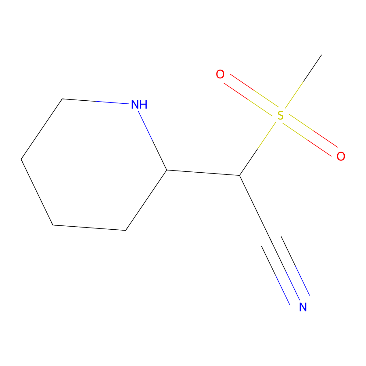 2-Methanesulfonyl-2-(piperidin-2-YL)acetonitrile molecular structure, CAS 1503254-01-0