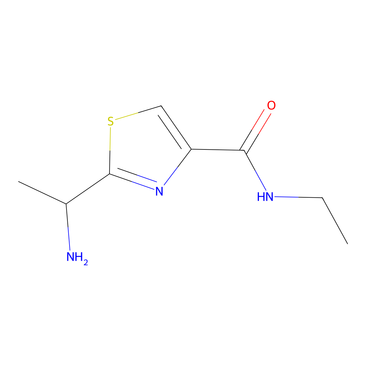 2-(1-aminoethyl)-N-ethyl-1,3-thiazole-4-carboxamide molecular structure, CAS 1503273-02-6