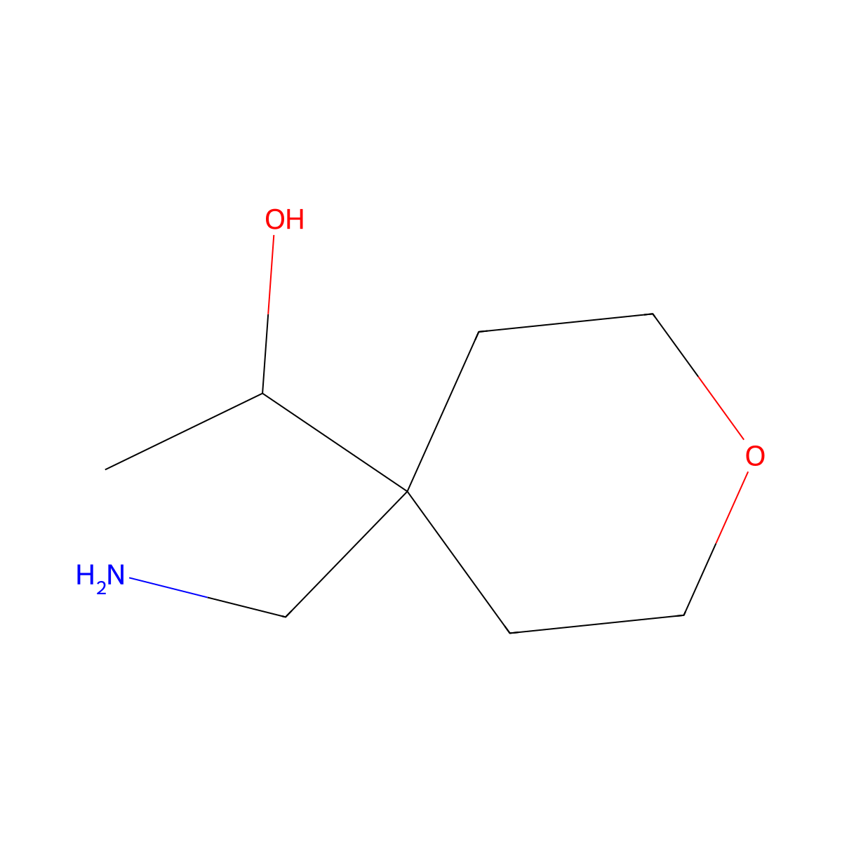 1-[4-(Aminomethyl)oxan-4-yl]ethan-1-ol molecular structure, CAS 1503273-54-8