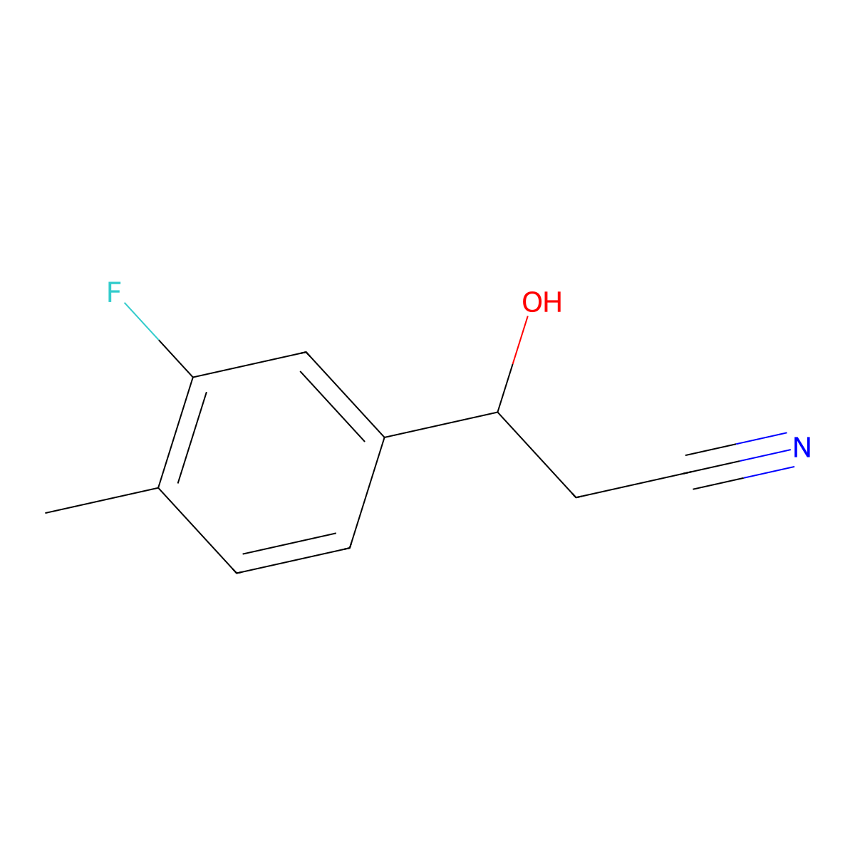 3-(3-Fluoro-4-methylphenyl)-3-hydroxypropanenitrile molecular structure, CAS 1503284-78-3