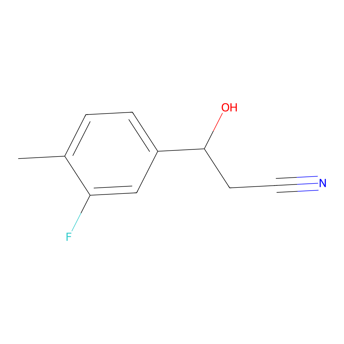 3-(3-Fluoro-4-methylphenyl)-3-hydroxypropanenitrile molecular structure, CAS 1503284-78-3