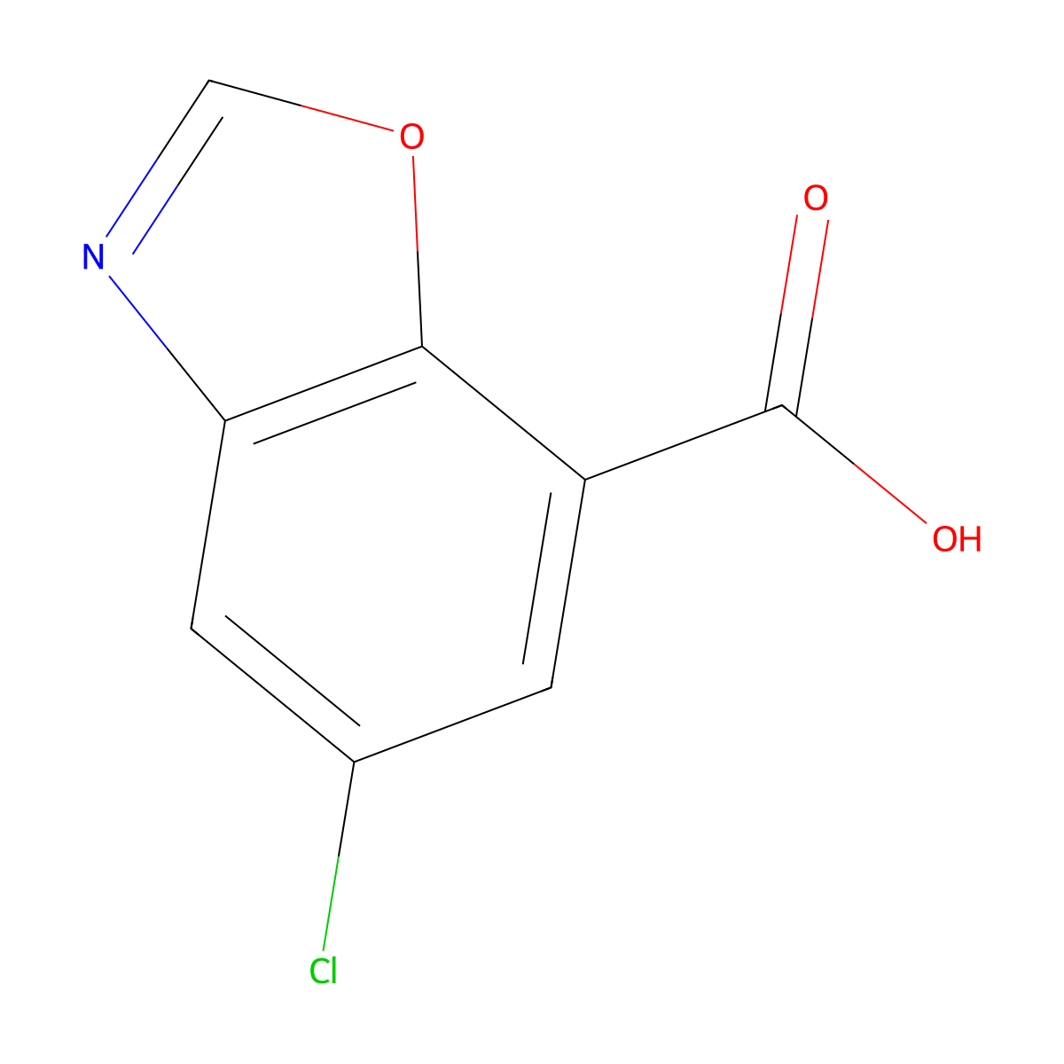 5-Chloro-1,3-benzoxazole-7-carboxylic acid molecular structure, CAS 1503305-87-0