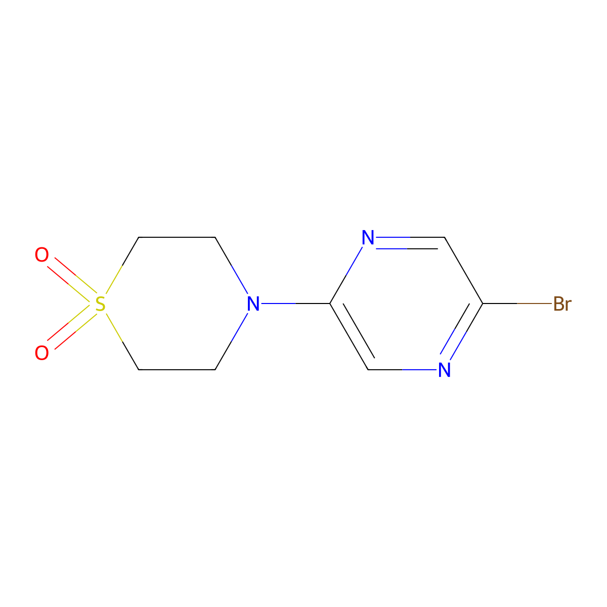4-(5-Bromopyrazin-2-yl)-1lambda6-thiomorpholine-1,1-dione molecular structure, CAS 1503315-57-8