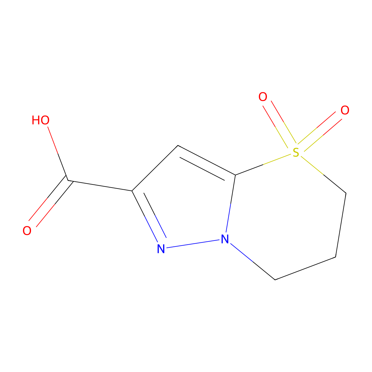 4,4-dioxo-6,7-dihydro-5H-pyrazolo[5,1-b][1,3]thiazine-2-carboxylic acid molecular structure, CAS 1503320-93-1