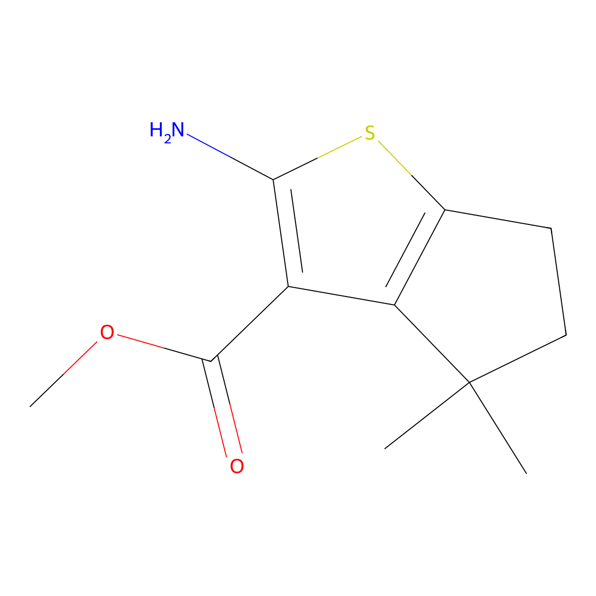 methyl 2-amino-4,4-dimethyl-4H,5H,6H-cyclopenta[b]thiophene-3-carboxylate molecular structure, CAS 1503326-58-6