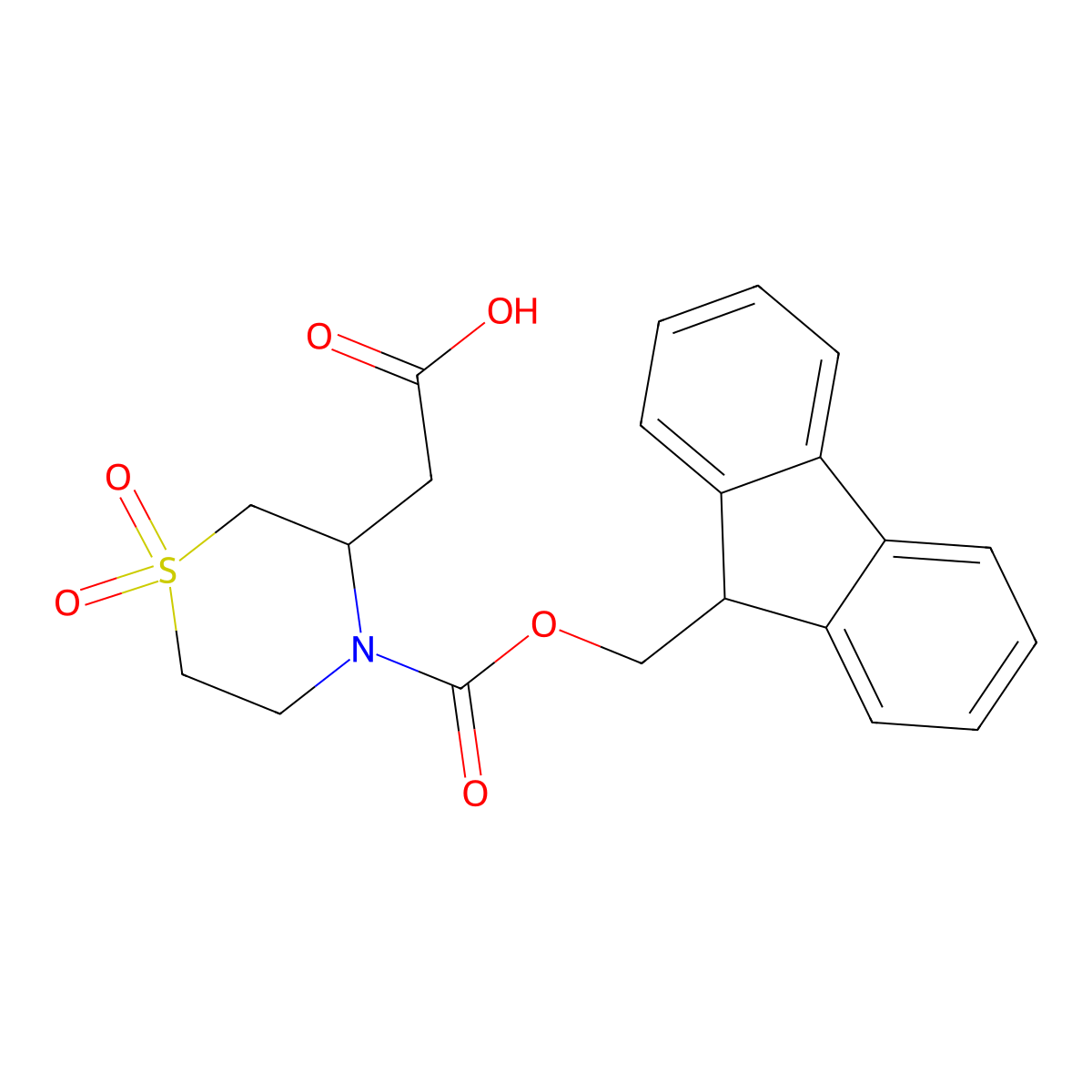 2-(4-{[(9H-fluoren-9-yl)methoxy]carbonyl}-1,1-dioxidothiomorpholin-3-yl)acetic acid molecular structure, CAS 1503338-67-7