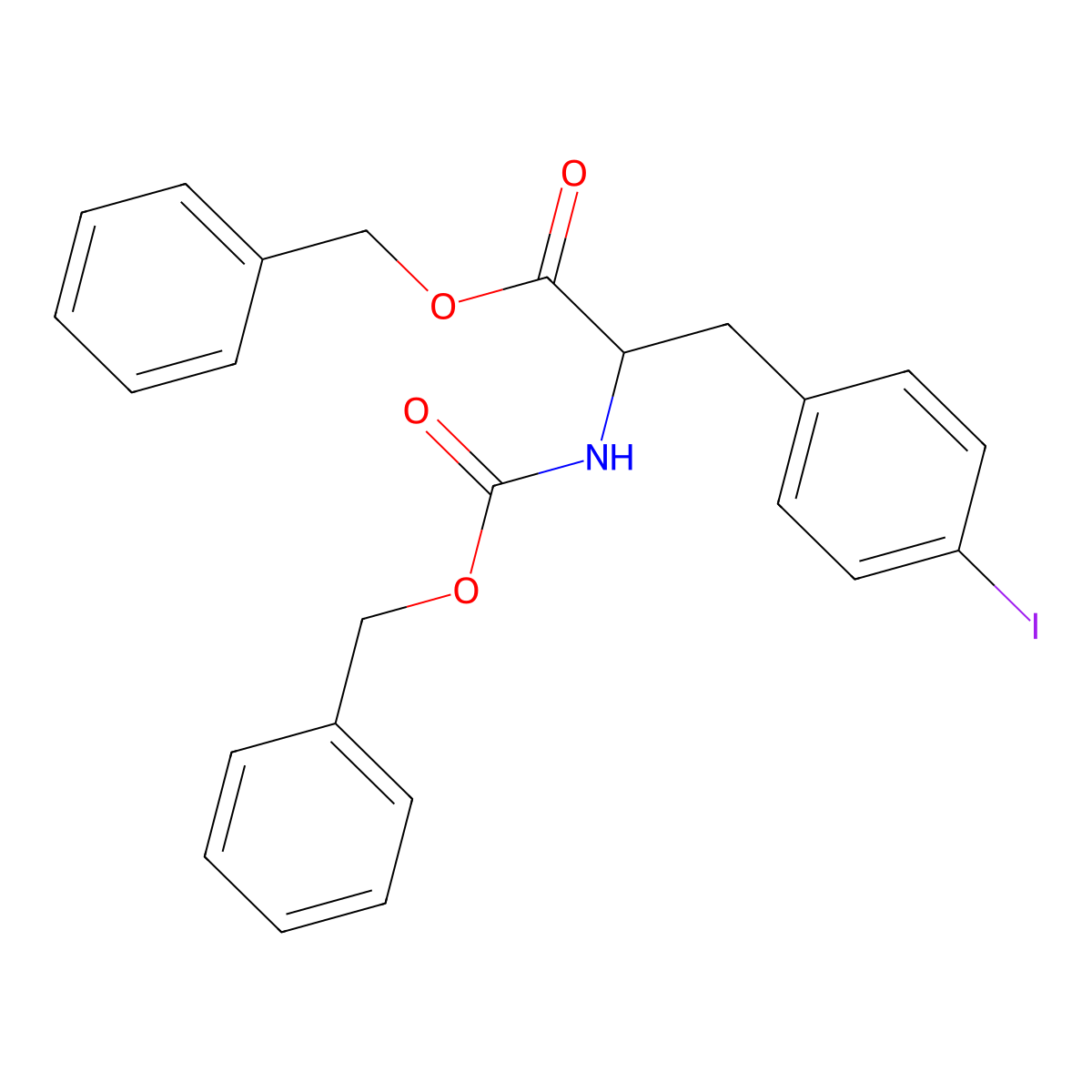 Benzyl 2-(benzyloxycarbonylamino)-3-(4-iodophenyl)propanoate molecular structure, CAS 150334-32-0