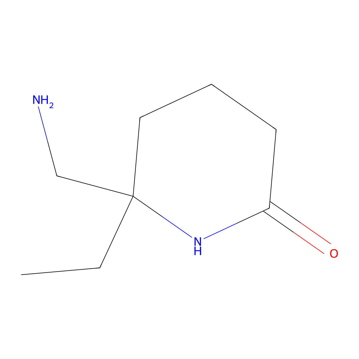 6-(Aminomethyl)-6-ethylpiperidin-2-one molecular structure, CAS 1503351-10-7