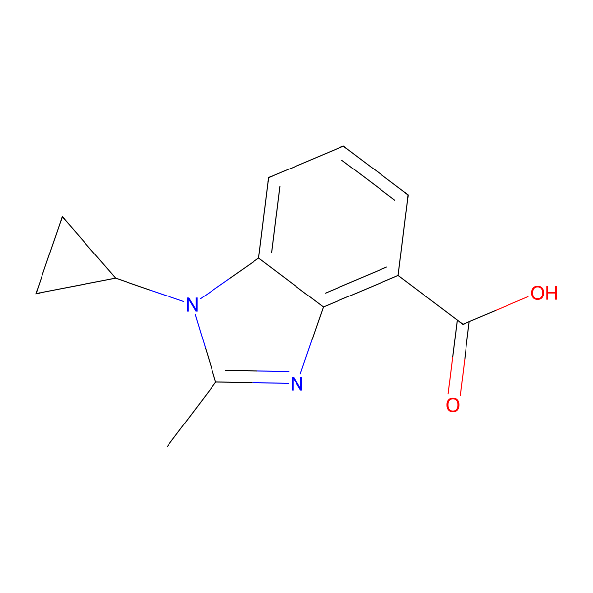 1-cyclopropyl-2-methyl-1H-1,3-benzodiazole-4-carboxylic acid molecular structure, CAS 1503361-17-8