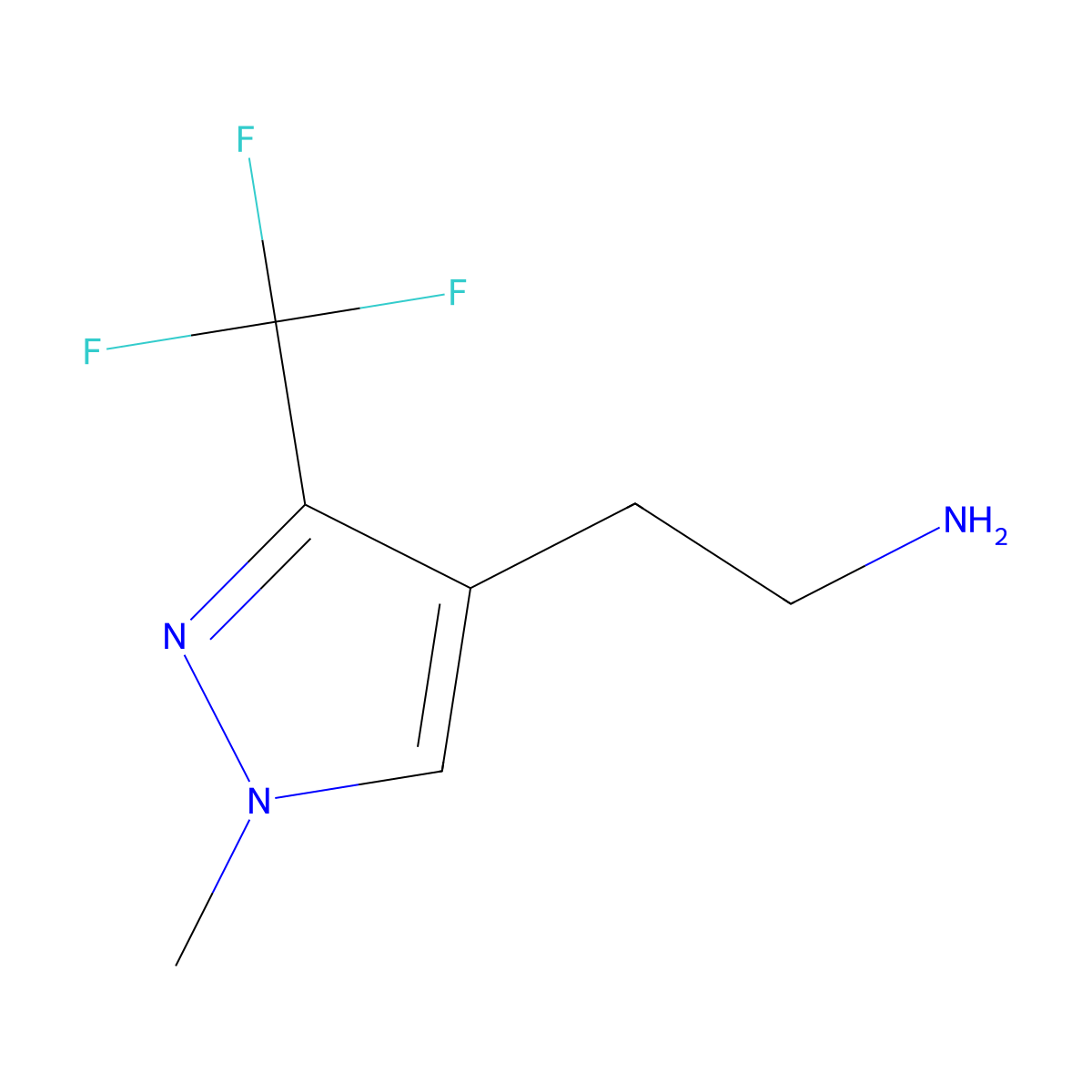 2-(1-methyl-3-(trifluoromethyl)-1H-pyrazol-4-yl)ethan-1-amine molecular structure, CAS 1503380-25-3