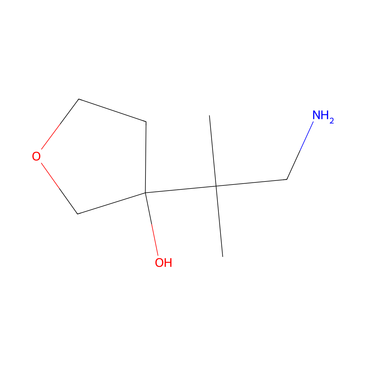 3-(1-Amino-2-methylpropan-2-yl)oxolan-3-ol molecular structure, CAS 1503390-91-7